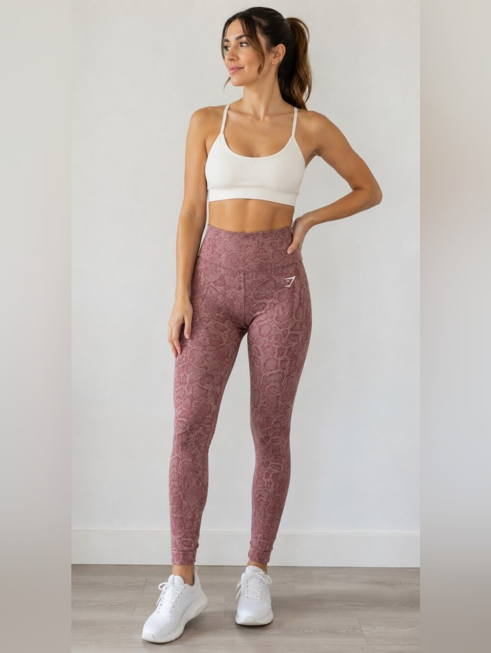 Gymshark Women’s High-Waisted Snake Print Leggings Mauve Size S